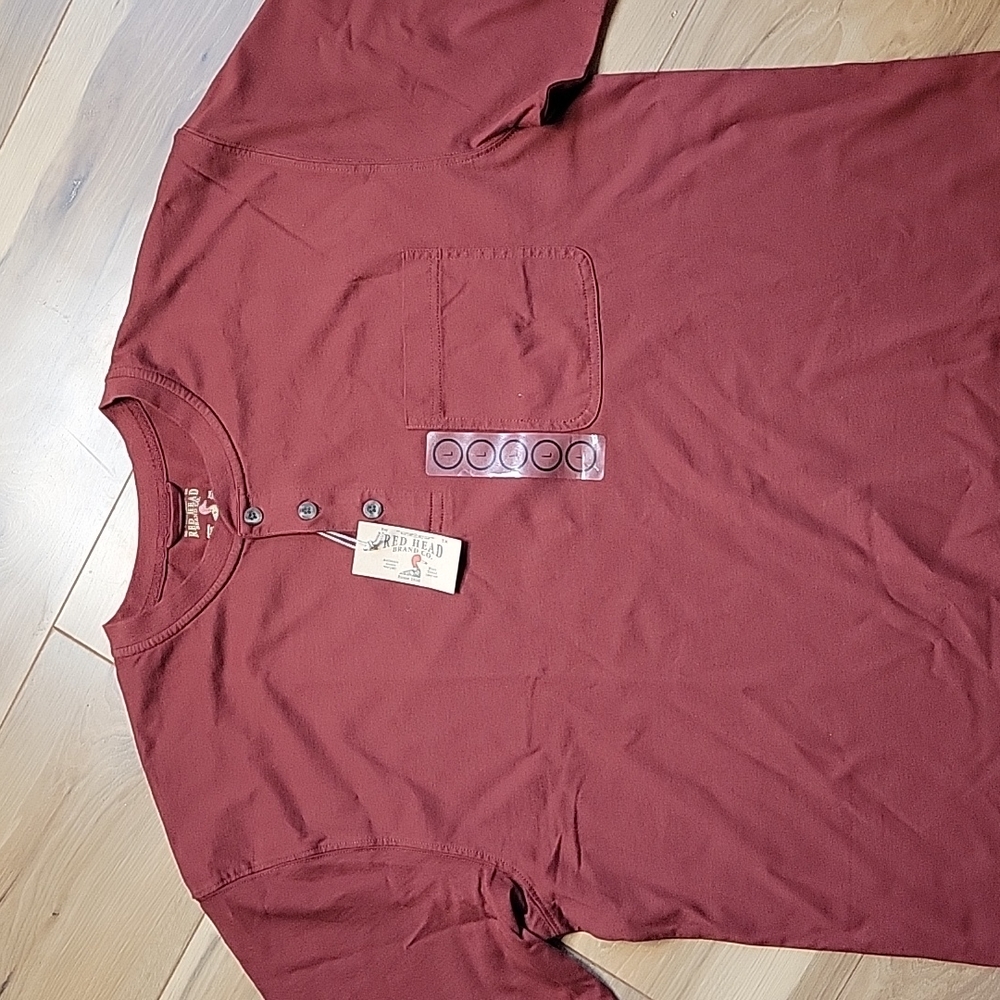 NWT Red Head Brand Co Pocket Henley Port Wine T-Shirt size L